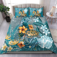 Sea Turtle In The Ocean Bedding Set with Polynesian Pattern Arty Style