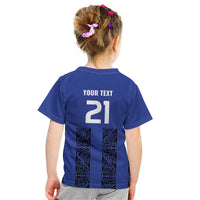 Custom Oceania Football NZ Auckland Kid T Shirt Maori Tribal Pattern