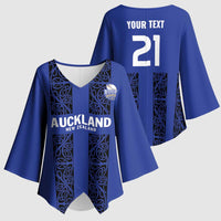 Custom Oceania Football NZ Auckland Kimono Sleeve Blouse Maori Tribal Pattern