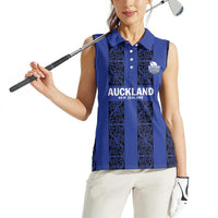 Custom Oceania Football NZ Auckland Women Sleeveless Polo Shirt Maori Tribal Pattern
