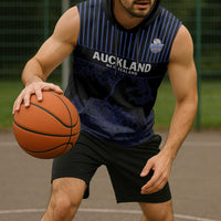 Custom Oceania Football NZ Auckland Sleeveless Hoodie Minimal City Map Style