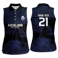 Custom Oceania Football NZ Auckland Women Sleeveless Polo Shirt Minimal City Map Style LT9 - Polynesian Pride