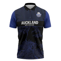 Custom Oceania Football NZ Auckland Zipper Polo Shirt Minimal City Map Style