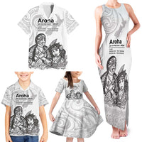 Aroha Maori Language Family Matching Tank Maxi Dress and Hawaiian Shirt Te Reo Maori Inspired Art