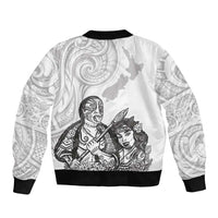 Aroha Maori Language Sleeve Zip Bomber Jacket Te Reo Maori Inspired Art