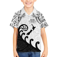 Kia Haka Maori language Family Matching Off The Shoulder Long Sleeve Dress and Hawaiian Shirt Te Reo Maori Inspired Art LT9 Son's Shirt white - Polynesian Pride