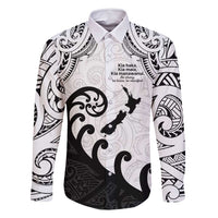 Kia Haka Maori language Family Matching Summer Maxi Dress and Hawaiian Shirt Te Reo Maori Inspired Art LT9 Dad's Shirt - Long Sleeve white - Polynesian Pride