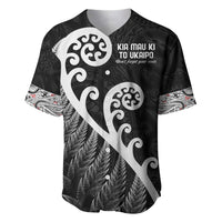 Kia Mau Ki To Ukaipo Baseball Jersey Te Reo Maori Koru Fern Art