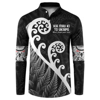 Kia Mau Ki To Ukaipo Button Sweatshirt Te Reo Maori Koru Fern Art