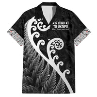 Kia Mau Ki To Ukaipo Family Matching Summer Maxi Dress and Hawaiian Shirt Te Reo Maori Koru Fern Art LT9 Dad's Shirt - Short Sleeve Black - Polynesian Pride