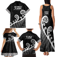 Kia Mau Ki To Ukaipo Family Matching Tank Maxi Dress and Hawaiian Shirt Te Reo Maori Koru Fern Art