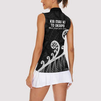 Kia Mau Ki To Ukaipo Women Sleeveless Polo Shirt Te Reo Maori Koru Fern Art