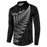 New Zealand Te Reo Māori Button Sweatshirt Simple Black Fern