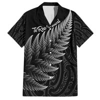 New Zealand Te Reo Mori Family Matching Long Sleeve Bodycon Dress and Hawaiian Shirt Simple Black Fern LT9 Dad's Shirt - Short Sleeve Black - Polynesian Pride