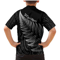 New Zealand Te Reo Mori Family Matching Mermaid Dress and Hawaiian Shirt Simple Black Fern LT9 - Polynesian Pride