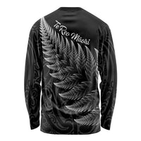 New Zealand Te Reo Māori Long Sleeve Shirt Simple Black Fern