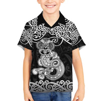 Te Reo Maori Tiki Inspired Art Family Matching Off The Shoulder Long Sleeve Dress and Hawaiian Shirt