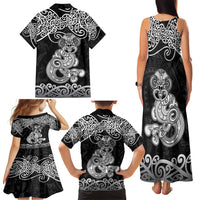 Te Reo Maori Tiki Inspired Art Family Matching Tank Maxi Dress and Hawaiian Shirt