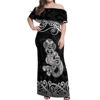 Te Reo Maori Tiki Inspired Art Off Shoulder Maxi Dress