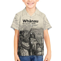Whanau Maori Language Family Matching Long Sleeve Bodycon Dress and Hawaiian Shirt Te Reo Maori Inspired Art LT9 Son's Shirt Nude - Polynesian Pride