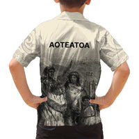 Whanau Maori Language Family Matching Off Shoulder Short Dress and Hawaiian Shirt Te Reo Maori Inspired Art
