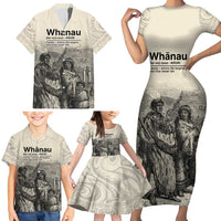 Whanau Maori Language Family Matching Short Sleeve Bodycon Dress and Hawaiian Shirt Te Reo Maori Inspired Art LT9 - Polynesian Pride