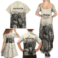 Whanau Maori Language Family Matching Summer Maxi Dress and Hawaiian Shirt Te Reo Maori Inspired Art LT9 - Polynesian Pride