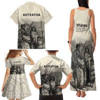 Whanau Maori Language Family Matching Tank Maxi Dress and Hawaiian Shirt Te Reo Maori Inspired Art