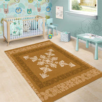 Hawaiian Quilt Block Design Area Rug Gold Hawaii Culture Motifs - Polynesian Pride