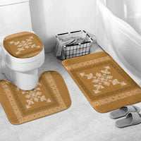 Hawaiian Quilt Block Design Bathroom Set Gold Hawaii Culture Motifs - Polynesian Pride