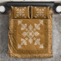 Hawaiian Quilt Block Design Bedding Set Gold Hawaii Culture Motifs LT9 Gold - Polynesian Pride