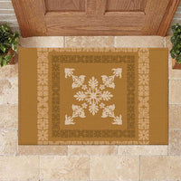 Hawaiian Quilt Block Design Rubber Doormat Gold Hawaii Culture Motifs - Polynesian Pride