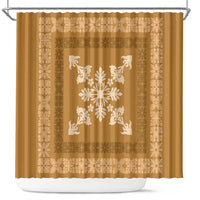 Hawaiian Quilt Block Design Shower Curtain Gold Hawaii Culture Motifs LT9 Gold - Polynesian Pride