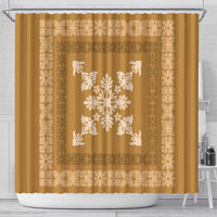 Hawaiian Quilt Block Design Shower Curtain Gold Hawaii Culture Motifs LT9 - Polynesian Pride