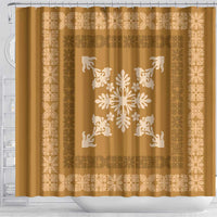 Hawaiian Quilt Block Design Shower Curtain Gold Hawaii Culture Motifs LT9 - Polynesian Pride
