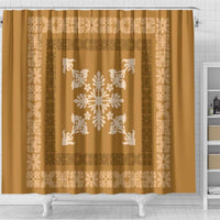 Hawaiian Quilt Block Design Shower Curtain Gold Hawaii Culture Motifs LT9 - Polynesian Pride