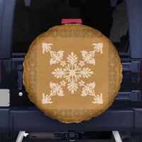Hawaiian Quilt Block Design Spare Tire Cover Gold Hawaii Culture Motifs - Polynesian Pride