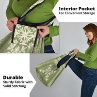 Hawaiian Quilt Block Design Grocery Bag Lime Hawaii Culture Motifs - Polynesian Pride