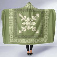 Hawaiian Quilt Block Design Hooded Blanket Lime Hawaii Culture Motifs - Polynesian Pride