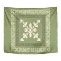 Hawaiian Quilt Block Design Tapestry Lime Hawaii Culture Motifs - Polynesian Pride