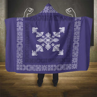 Hawaiian Quilt Block Design Hooded Blanket Purple Hawaii Culture Motifs - Polynesian Pride