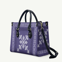 Hawaiian Quilt Block Design Leather Bag Purple Hawaii Culture Motifs LT9 Purple - Polynesian Pride