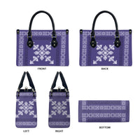 Hawaiian Quilt Block Design Leather Bag Purple Hawaii Culture Motifs LT9 - Polynesian Pride