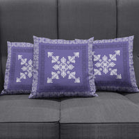 Hawaiian Quilt Block Design Pillow Cover Purple Hawaii Culture Motifs - Polynesian Pride