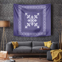 Hawaiian Quilt Block Design Tapestry Purple Hawaii Culture Motifs - Polynesian Pride