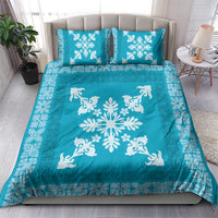 Hawaiian Quilt Block Design Bedding Set Teal Hawaii Culture Motifs LT9 - Polynesian Pride