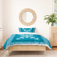 Hawaiian Quilt Block Design Bedding Set Teal Hawaii Culture Motifs LT9 - Polynesian Pride
