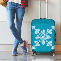 Hawaiian Quilt Block Design Luggage Cover Teal Hawaii Culture Motifs - Polynesian Pride