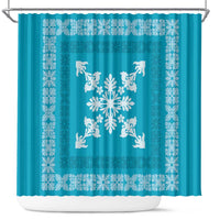 Hawaiian Quilt Block Design Shower Curtain Teal Hawaii Culture Motifs LT9 Teal - Polynesian Pride
