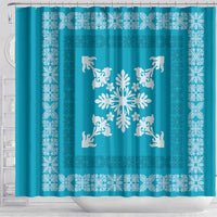 Hawaiian Quilt Block Design Shower Curtain Teal Hawaii Culture Motifs LT9 - Polynesian Pride